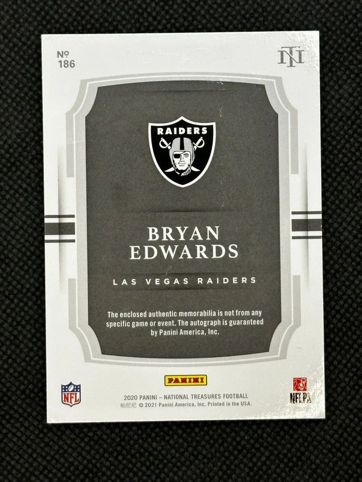 2020 National Treasures Bryan Edwards RPA 1/1 Raiders Saints - Image 2 of 2