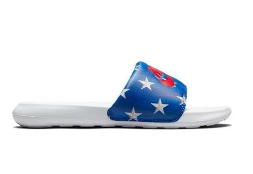 nike red white and blue slides