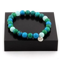 Mineralien Und Edelsteine. Perlenarmband Chrysokoll Und Angelit 8 Mm. Fa