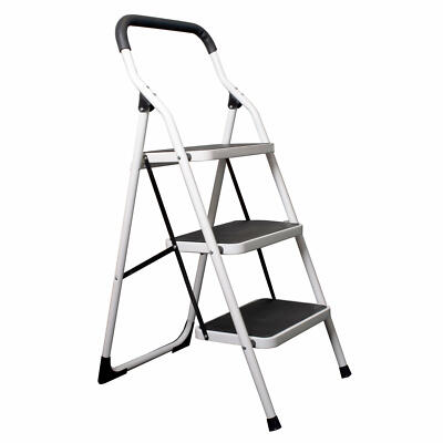 PAVO Premium 3 Stufen Haushaltsleiter Stehleiter Klappleiter 108cm aus Aluminium