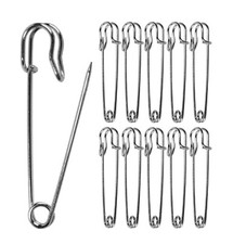 3" Heavy Duty Jumbo Stainless Steel Safety Pins for Blanket Skirts, Crafts, 10Pc