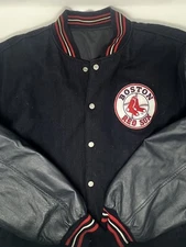 Vintage Boston Red Sox Jeff Hamilton Wool Reversible Navy Bomber Jacket (XXL)