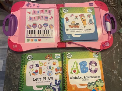 Leap Frog Leap Start Lernsystem in Pink mit zwei Büchern.