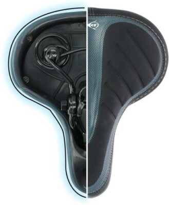 ROGTYO Selle de vélo Pro 2.0 en gel - Large - Souple et confortable - Respirante - Absorbe les chocs - Ergonomique - Mousse à mémoire de forme - Avec étanche (Pro 2.0 + noir