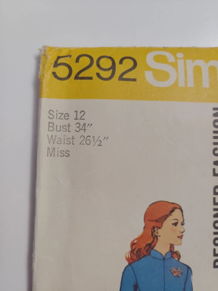 Dress Tunic Top Pants 12 Simplicity 5292 Sewing Pattern UC VTG Designer Princess - Image 4 of 4