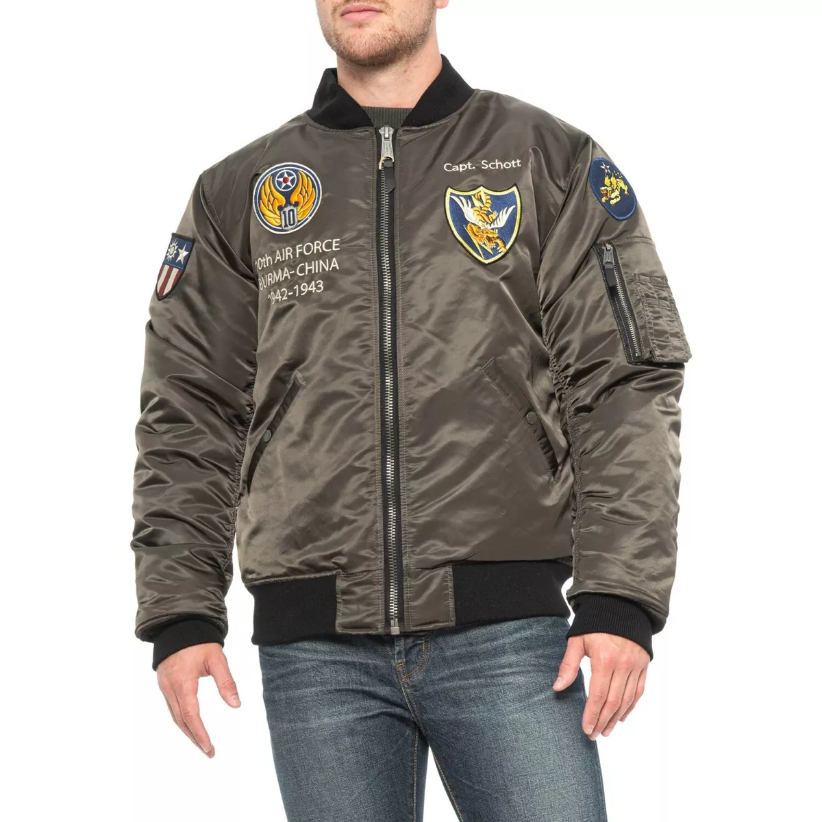 New Men`s Schott NYC MA-1 Nylon 10th Air Force Flight Jacket Style 9728