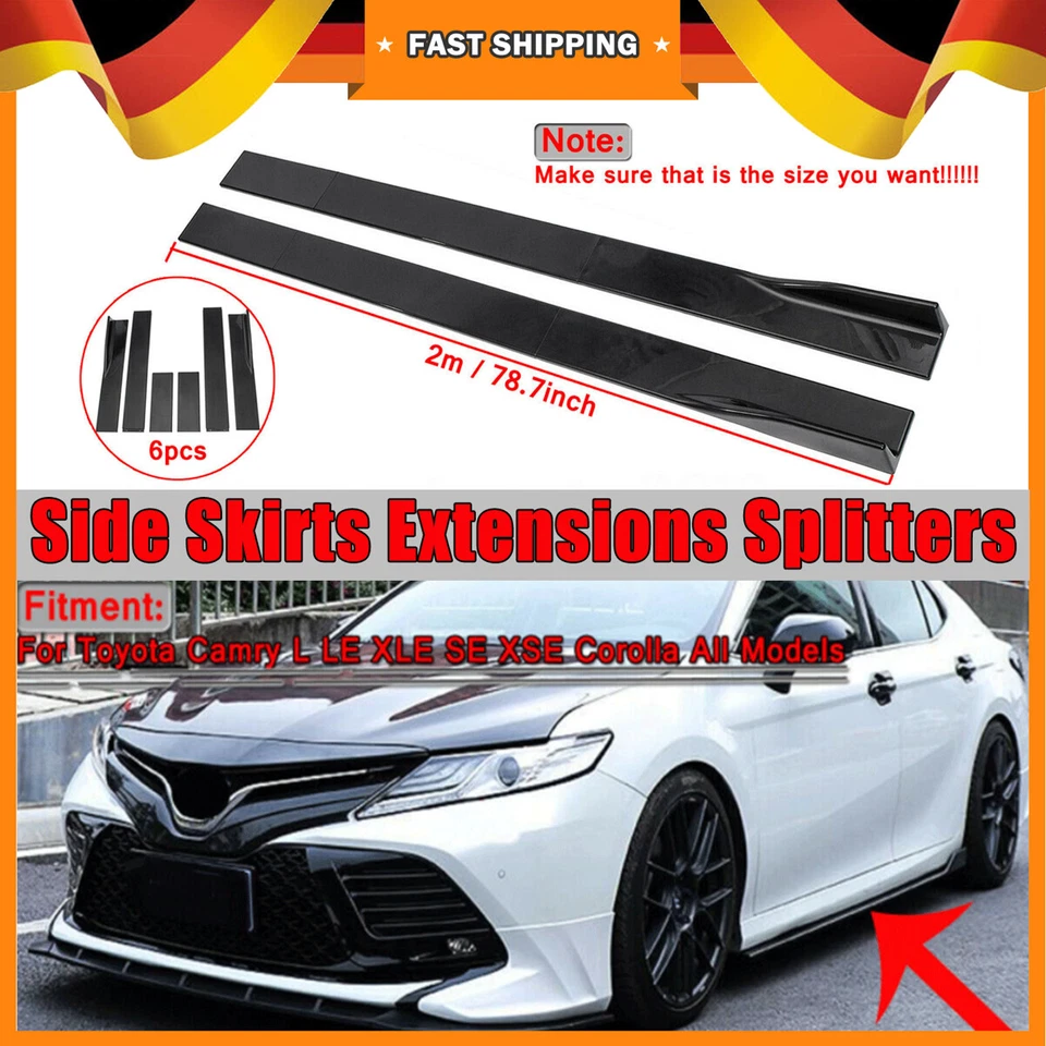 For AUDI A4 A5 A6 Q3 Q7 RS5 S4 S5 86.6'' Gloss Black Side Skirts Panel Lip 6pcs - Imagem 3 de 4