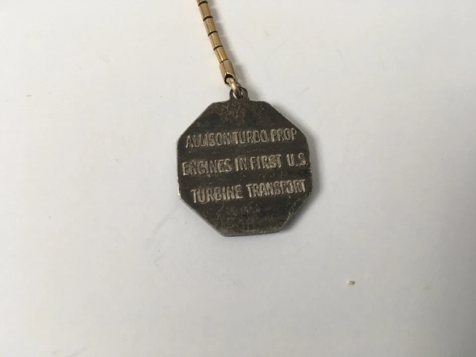 Antiguo Llavero Esterlina “Motores Allison Turbo Prop” En Anillo Lleno de Oro 12K Foto 3 de 4