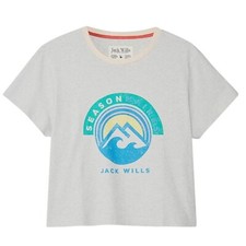 Image of JACK WILLS Womens Grey Emlyn Graphic Short Sleeve T-Shirt UK 10 BNWT