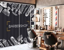 3D Haircut Tool A4107 Barber Shop Photo Curtain Window Blockout Fabric Amy 2023