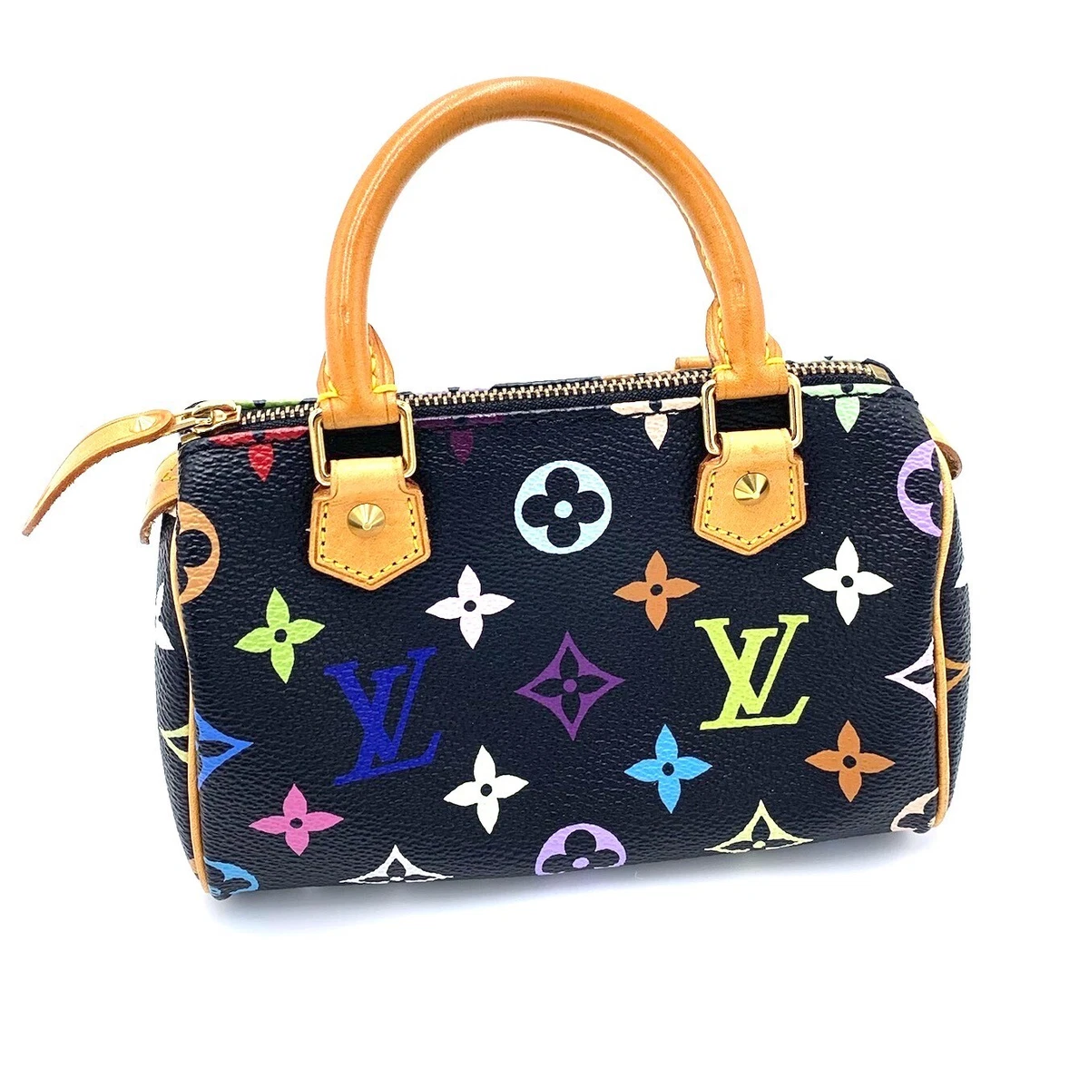 LOUIS VUITTON Monogram Multicolor Mini Speedy Hand Bag Black 