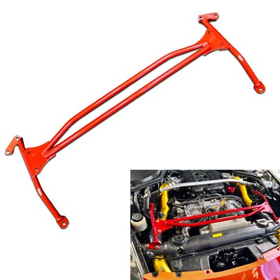 RED Coated Front Upper Nismo Style Strut H Brace Bar For 03-09
