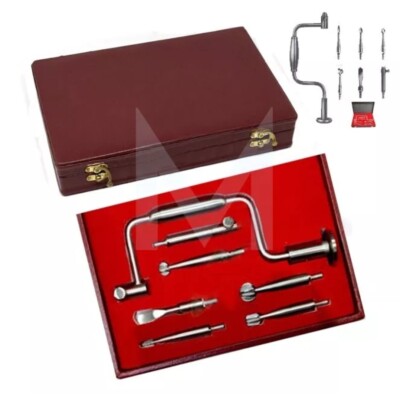 Hudson Brace Handbohrer Set 7-teilig mit Box chirurgische orthopädische Instrumente A+UK