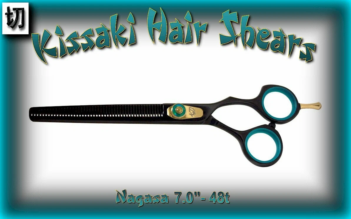 Kissaki Black B 7.0" Nagasa 48 tooth Pet Thinning Shears Dog Grooming Scissors