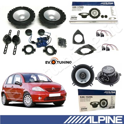Kit 6 Lautsprecher Vorne Hinten Coaxial Alpine für Citroen C3 2001-2008
