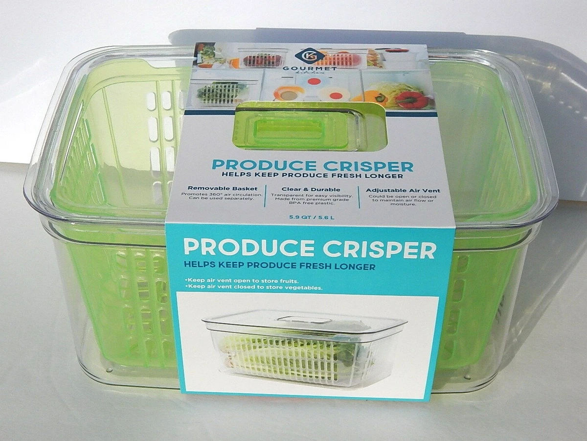 GOURMET KITCHEN PRODUCE CRISPER STORAGE CONTAINER FRESH LONGER NEW AUTHENTIC