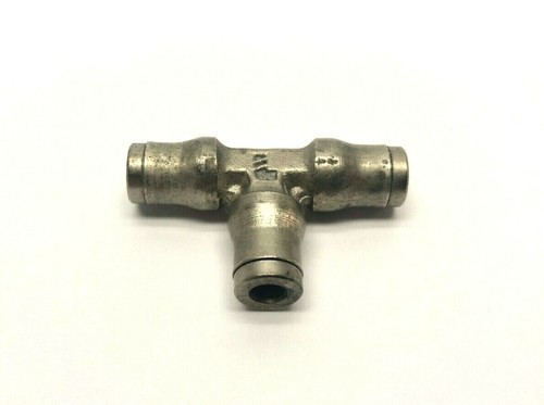 Legris 3604 04 00 Push to Connect Nickel Plated Brass Tee Fitting, 5/32 Tube 4mm