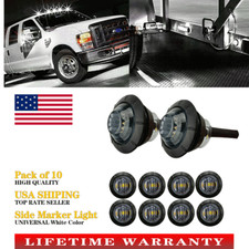 10X Round White color LED Side Marker Clearance Bullet Lights for Truck Trailer
