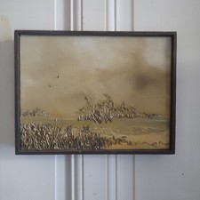 Gemälde Lansa (20.) Öl auf Leinwand „Landschaft Seengebiet Marais“ Gerahmt 🎨🖼️