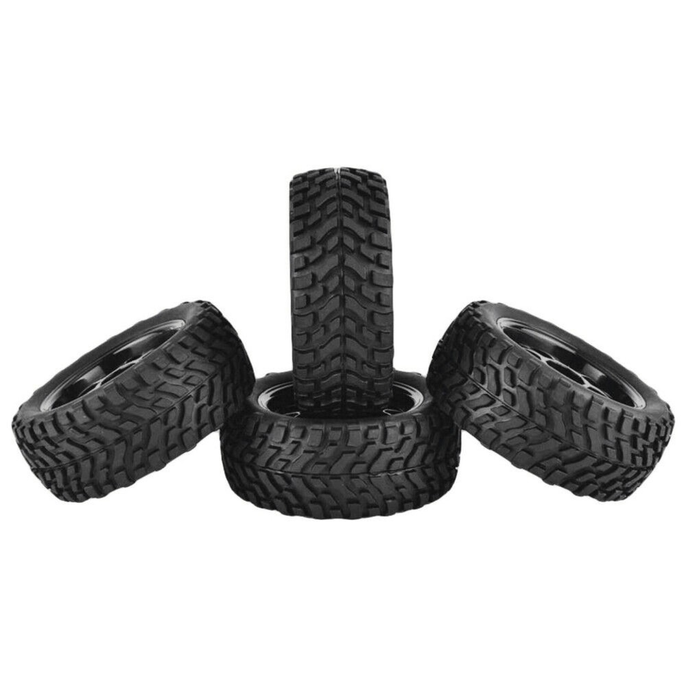 4* New 75mm Rubber Rally Car Wheel Rim&Tires Hex For HSP HPI 1:10 RC Racing Car