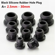 Black Snap-on Hole Plug 2.5mm - 30mm Silicone Rubber Blanking End Caps Tube Pipe