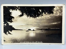 1940 CHANNEL ISLAND Sunset ALASKA Real PHOTO Postcard RPPC Vintage