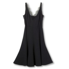 NEW ALTUZARRA TARGET Scuba Fit & Flare Dress Scoop Lace Trim Black Women's 4