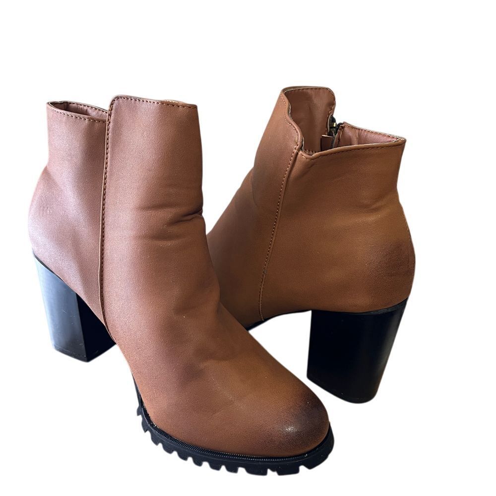 SAOLA Stivaletti Seven7 Hannah tacco grosso suola a strappo marrone cammello CON SCATOLA taglia 11