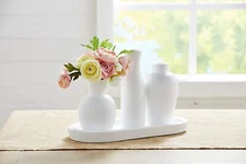 Mud Pie E1 White House Décor Paulownia Wood Vase Tray 4pc Set 47700233 Defect 3