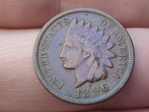 1896 Indian Head Cent Penny- VF Details, Toned