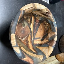 Wood And Resin Bowl, 8 3/8 Wide X 4  Tall
