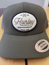 Hurley Icon Solid Flat Trucker Hat / Cap Snapback Hunter Green Yupoong Classics