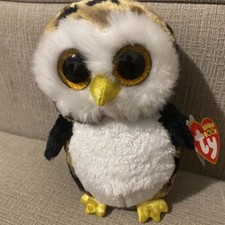 Ty Beanie Boos Owliver the Camouflage Owl 6" Plush Gold Glitter Eyes
