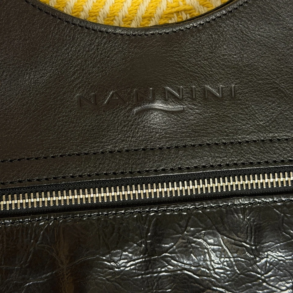 Nannini Leather Satchel Tote Purse Bag Black bv - Image 4 of 4