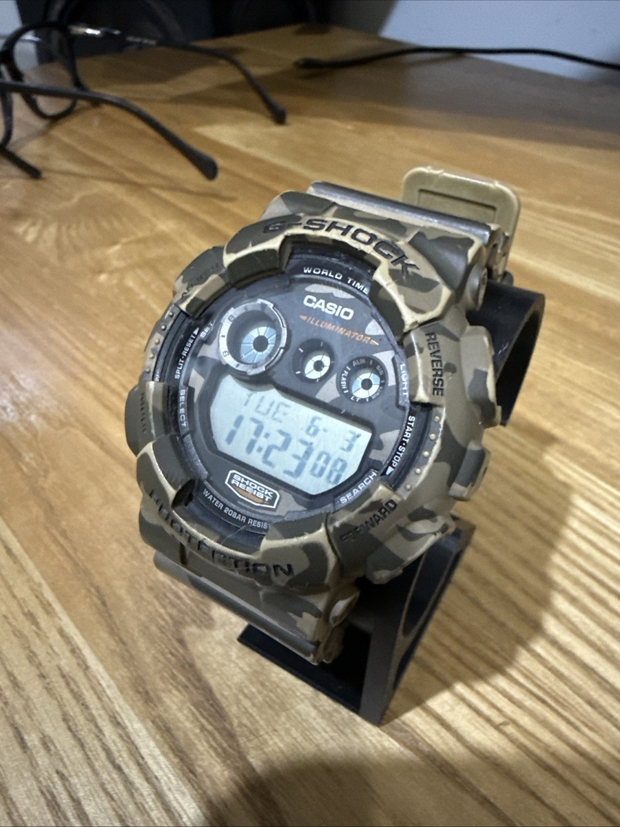 Good] CASIO G Shock Camouflage Quartz Watch GD 120 Green Slightly - Main Image