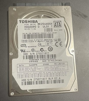 Toshiba 80GB MK8025GAS 2.5 ATA/ IDE HDD, 4200rpmTested, No Bad Sectors