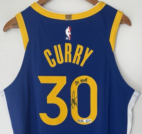 Stephen Curry "2x MVP" Signed Warriors Nike ADV NBA Authentic Jersey USASM & BAS
