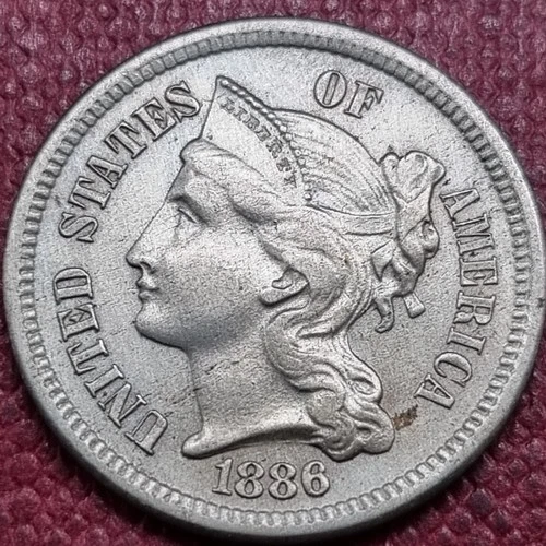 1886-P Three Cent Nickel — photo from the most recent tracked eBay sale