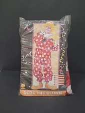 Dots the Clown Red Polka Dot Circus Party Fancy Dress Up Halloween Adult Costume