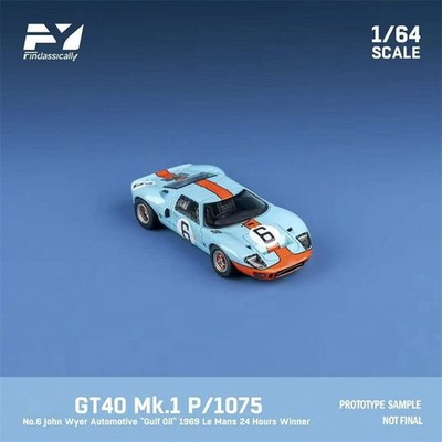 フォード GT40 ミニカー 水色/オレンジ Findclassically 1:64 GT40 Mk.l 1968 Orange Blue Diecast Model Car