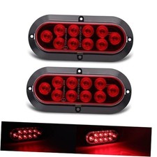 6" Oval LED Trailer Tail Light Surface Mount 10 LED Waterproof Stop Brake Red