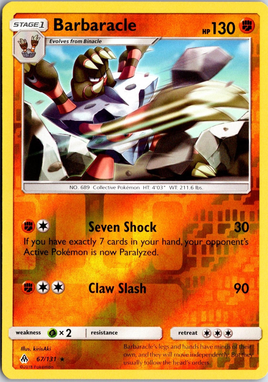 Barbaracle 67/131 R Forbidden Light Pokemon Reverse Holo NM/M