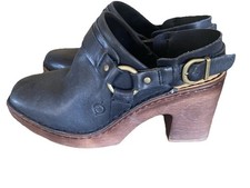 Born Hudson Slingback Clog Black Leather Shoes - 120 Boho Hippie Western Sz 9
