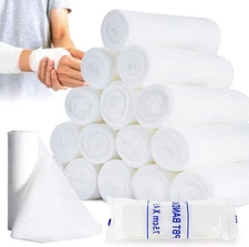 Gauze Rolls Pack of 15, 3" x 4.9 Yards Individually Wrapped First Aid Bandages