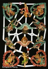 German Embossed Vintage Style Scrap Die Cut - Angels, Valentine, Holiday  EF7216