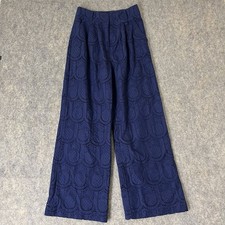 NWOT Farm Rio Pineapple Eyelet Pants Size XS Blue Wide Leg