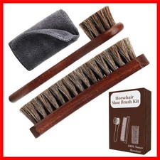 3-Piece 100 Horse Hair Shoe Brush Kit Leather Care Professional Dauber