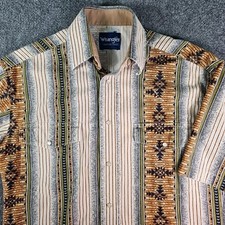 Vintage Wrangler Shirt Mens Medium Aztec Tribal Southwest Pearl Snap Read