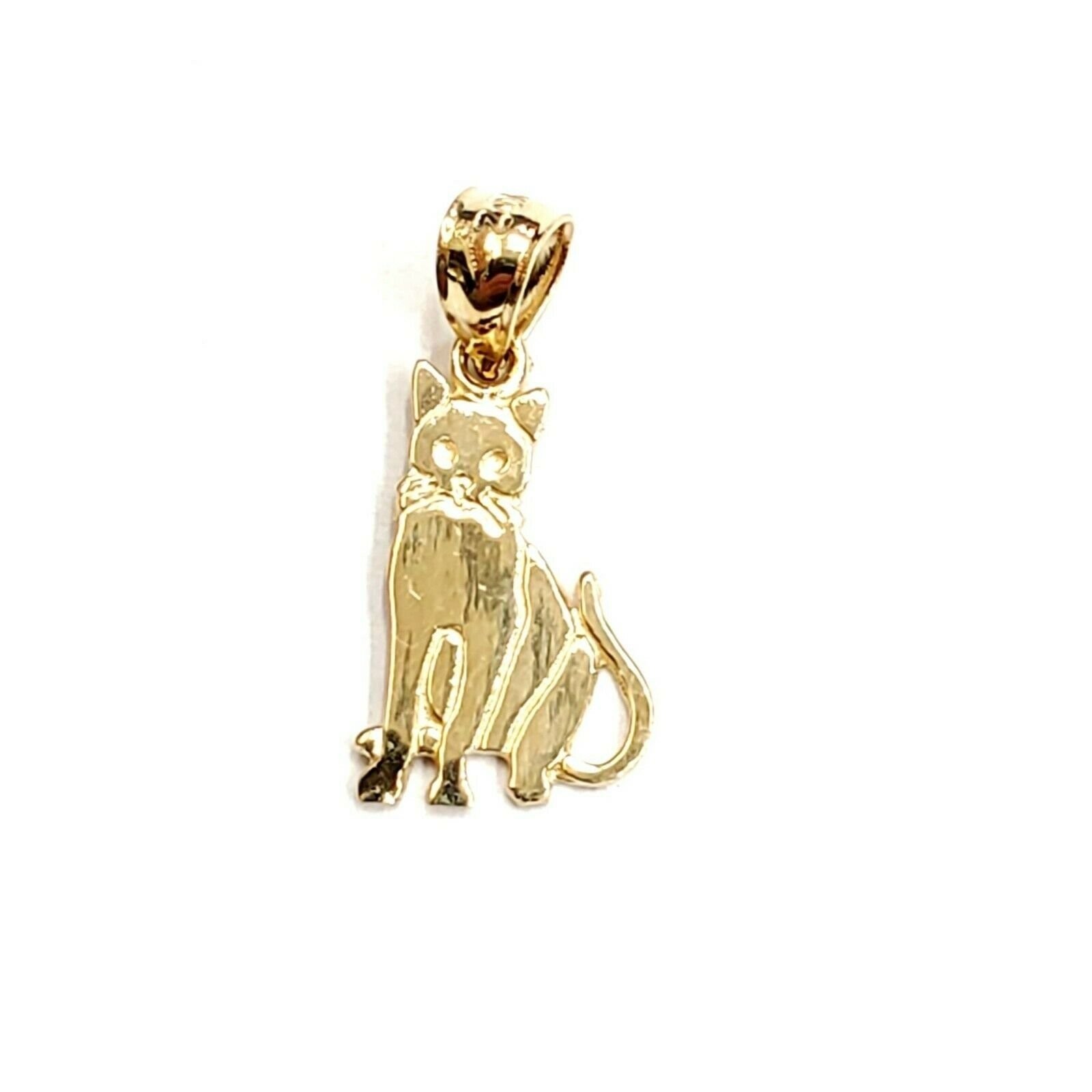New 14k solid yellow Gold cat full body Pendant charm jewelry fine gift pet 1g