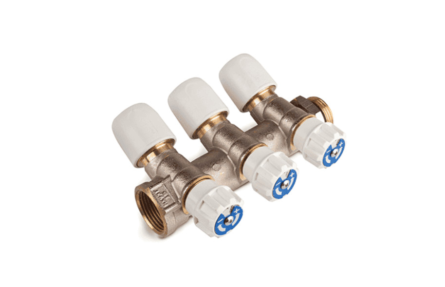 Wavin Hep2o HX93T/15W 3 Port Valved Manifold 15mm x 3/4"" Brass NEW OTHER
